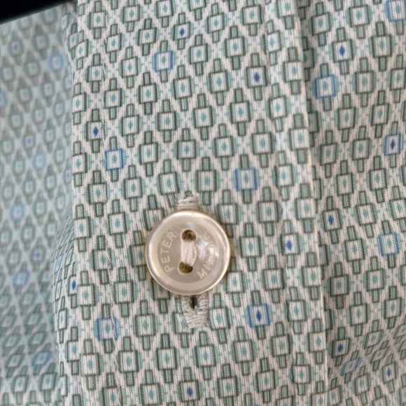 Peter Millar Raymond Geo Print Performance Jersey Polo green Large - Picture 13 of 15